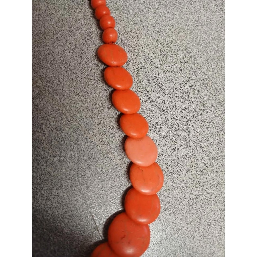 Vintage Graduated Disc Bead Necklace Salmon Large Statement 18" - Picture 6 of 6